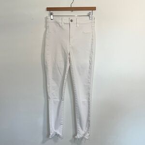 American Eagle Outfitters White Frayed Hem Jeggings